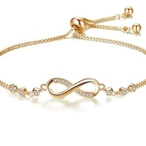 Infinity Shape Cubic Zirconia Diamond Bracelet for Women Jewelry for Gift, Adjustable Charm Bracelet